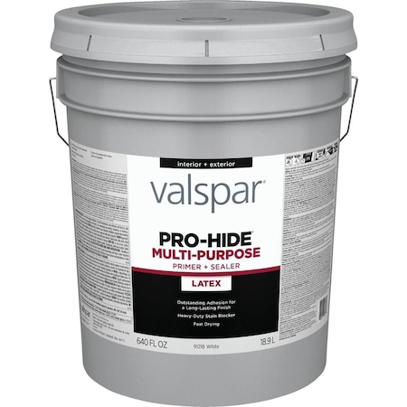 Valspar Pro-Hide Waterborne Interior/Exterior Multi-Purpose Primer, White, 5 Gal. 028.0091218.008